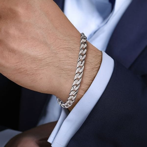 925 Sterling Silver Cuban Link Chain Bracelet - TBM4518SVJJJ-Gabriel & Co.-Renee Taylor Gallery