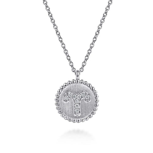 925 Sterling Silver Diamond Bujukan Aries Zodiac Pendant Necklace - NK7924AR-SV5JJ-Gabriel & Co.-Renee Taylor Gallery