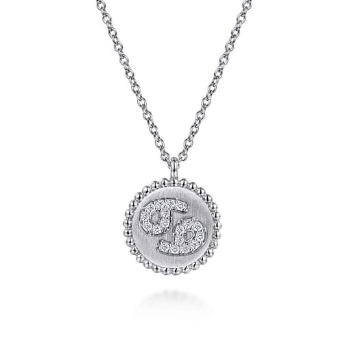 925 Sterling Silver Diamond Bujukan Cancer Zodiac Pendant Necklace - NK7924CA-SV5JJ-Gabriel & Co.-Renee Taylor Gallery