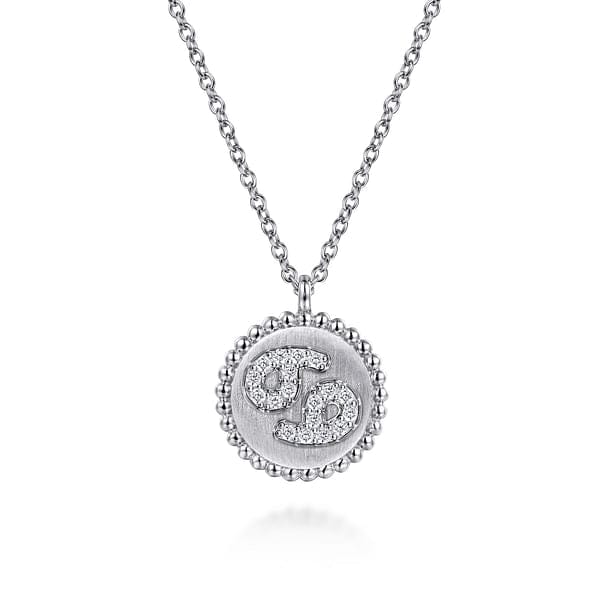 925 Sterling Silver Diamond Bujukan Cancer Zodiac Pendant Necklace - NK7924CA-SV5JJ-Gabriel & Co.-Renee Taylor Gallery