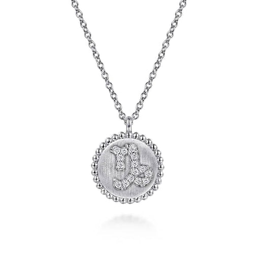 925 Sterling Silver Diamond Bujukan Capricorn Zodiac Pendant Necklace - NK7924CP-SV5JJ-Gabriel & Co.-Renee Taylor Gallery