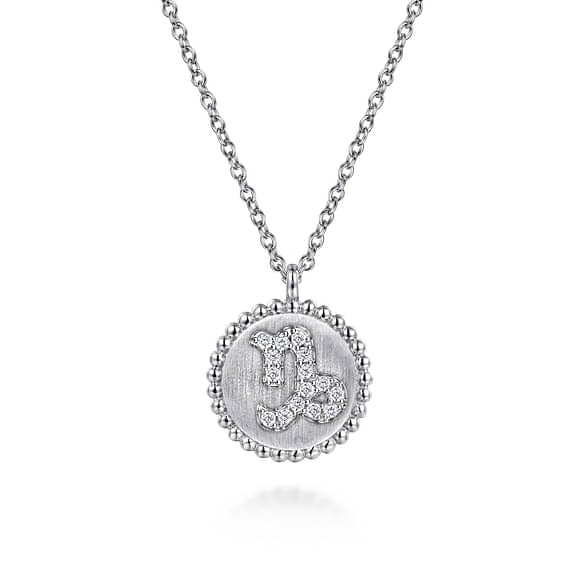 925 Sterling Silver Diamond Bujukan Capricorn Zodiac Pendant Necklace - NK7924CP-SV5JJ-Gabriel & Co.-Renee Taylor Gallery