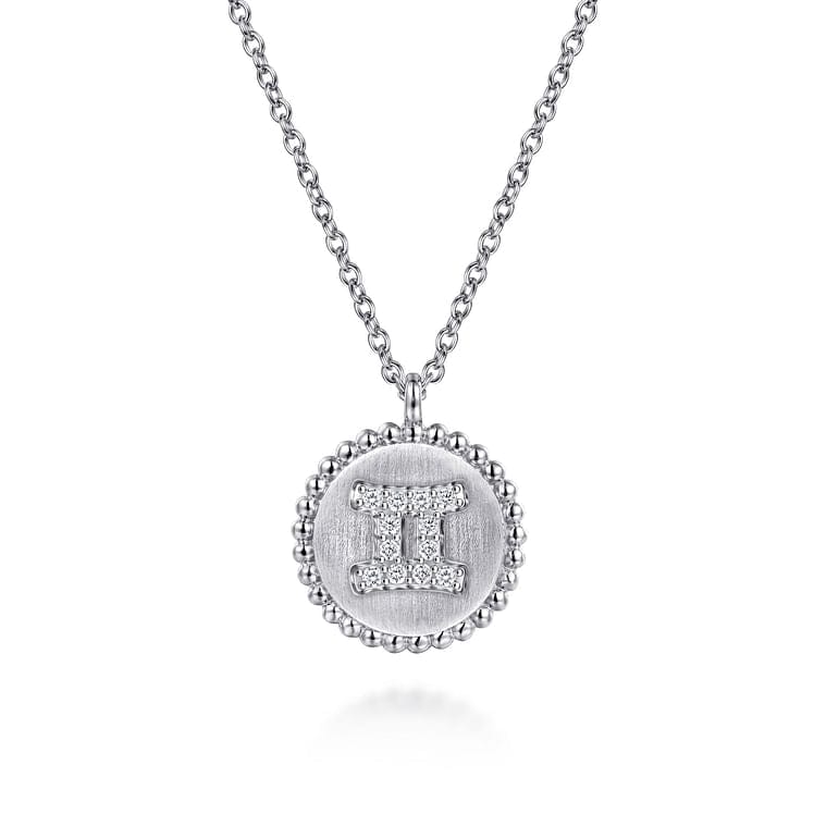 925 Sterling Silver Diamond Bujukan Gemini Zodiac Pendant Necklace - NK7924GE-SV5JJ-Gabriel & Co.-Renee Taylor Gallery