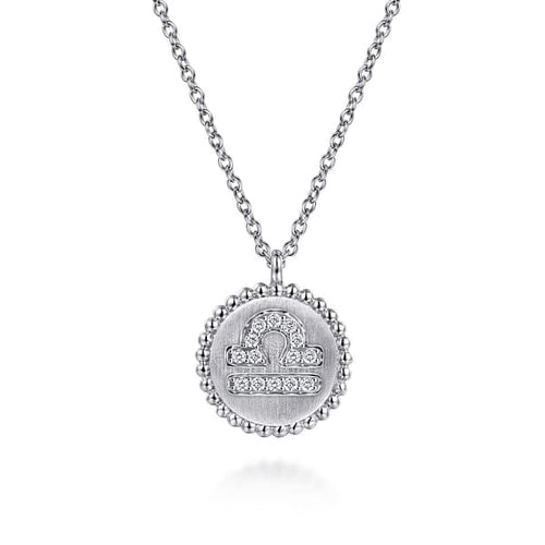 925 Sterling Silver Diamond Bujukan Libra Zodiac Pendant Necklace - NK7924LI-SV5JJ-Gabriel & Co.-Renee Taylor Gallery