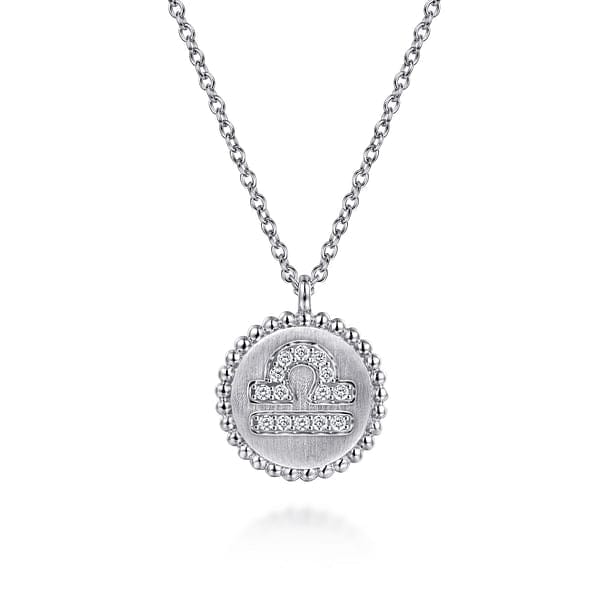 925 Sterling Silver Diamond Bujukan Libra Zodiac Pendant Necklace - NK7924LI-SV5JJ-Gabriel & Co.-Renee Taylor Gallery