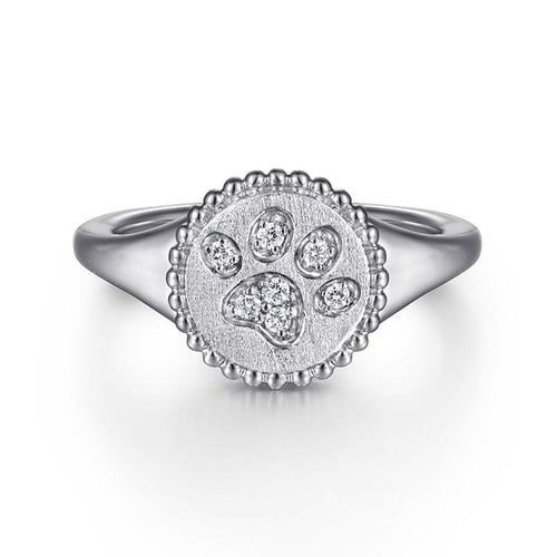 925 Sterling Silver Diamond Bujukan Paw Print Medallion Ladies Ring - LR52860SV5JJ-Gabriel & Co.-Renee Taylor Gallery