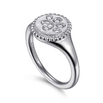 925 Sterling Silver Diamond Bujukan Paw Print Medallion Ladies Ring - LR52860SV5JJ-Gabriel & Co.-Renee Taylor Gallery