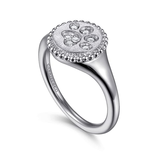 925 Sterling Silver Diamond Bujukan Paw Print Medallion Ladies Ring - LR52860SV5JJ-Gabriel & Co.-Renee Taylor Gallery
