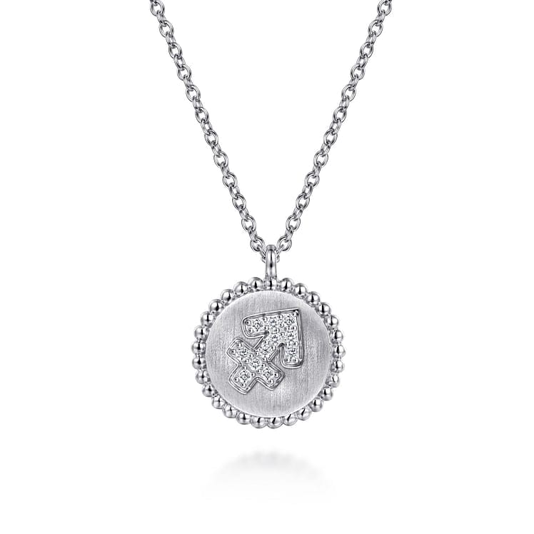 925 Sterling Silver Diamond Bujukan Sagittarius Zodiac Pendant Necklace - NK7924SA-SV5JJ-Gabriel & Co.-Renee Taylor Gallery