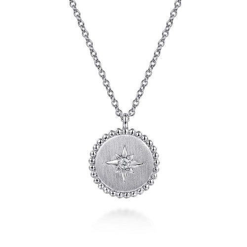 925 Sterling Silver Diamond Bujukan Starburst Medallion Pendant Necklace - NK7907SV5JJ-Gabriel & Co.-Renee Taylor Gallery