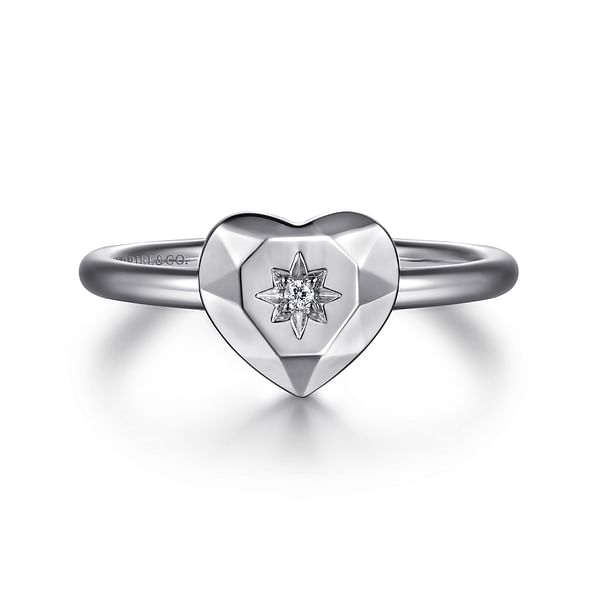 925 Sterling Silver Diamond Cut Heart Ladies Ring - LR52868SV5JJ-Gabriel & Co.-Renee Taylor Gallery