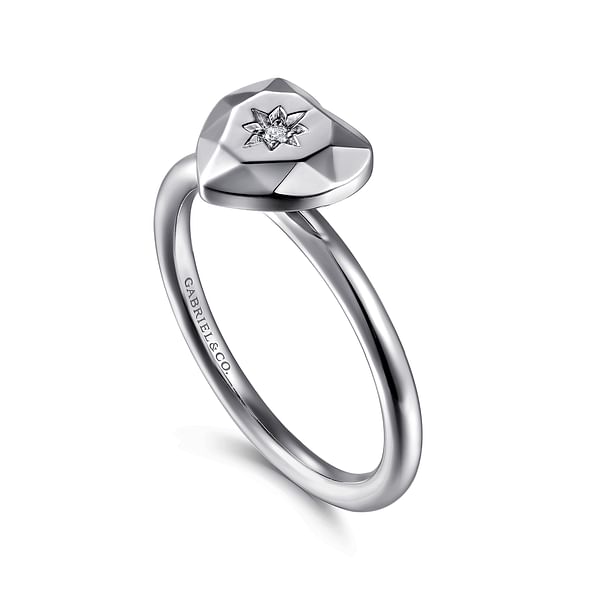 925 Sterling Silver Diamond Cut Heart Ladies Ring - LR52868SV5JJ-Gabriel & Co.-Renee Taylor Gallery