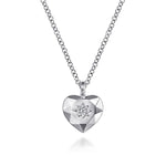925 Sterling Silver Diamond Cut Heart Pendant Necklace - NK7922SV5JJ-Gabriel & Co.-Renee Taylor Gallery