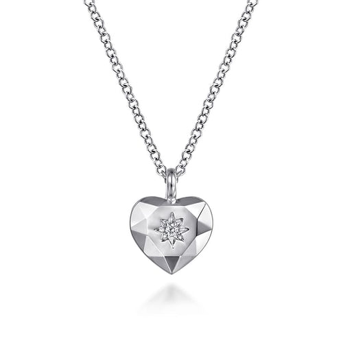 925 Sterling Silver Diamond Cut Heart Pendant Necklace - NK7922SV5JJ-Gabriel & Co.-Renee Taylor Gallery