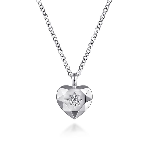 925 Sterling Silver Diamond Cut Heart Pendant Necklace - NK7922SV5JJ-Gabriel & Co.-Renee Taylor Gallery