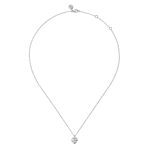 925 Sterling Silver Diamond Cut Heart Pendant Necklace - NK7922SV5JJ-Gabriel & Co.-Renee Taylor Gallery