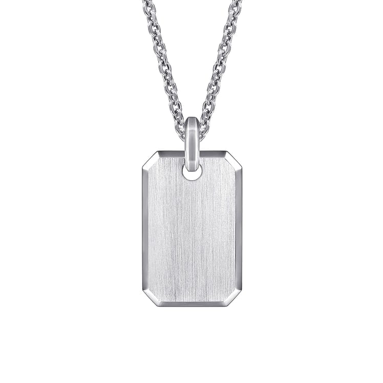 925 Sterling Silver Engravable Dog Tag Pendant Necklace - PTM6530SVJJJ-Gabriel & Co.-Renee Taylor Gallery