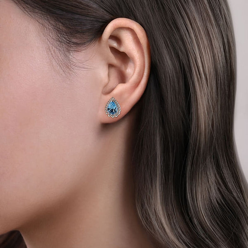925 Sterling Silver Faceted Swiss Blue Topaz Pear Shape Bujukan Stud Earrings - EG14642SVJBT-Gabriel & Co.-Renee Taylor Gallery