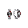925 Sterling Silver Garnet Bujukan Link Huggie Earrings - EG15425SVJGN-Gabriel & Co.-Renee Taylor Gallery