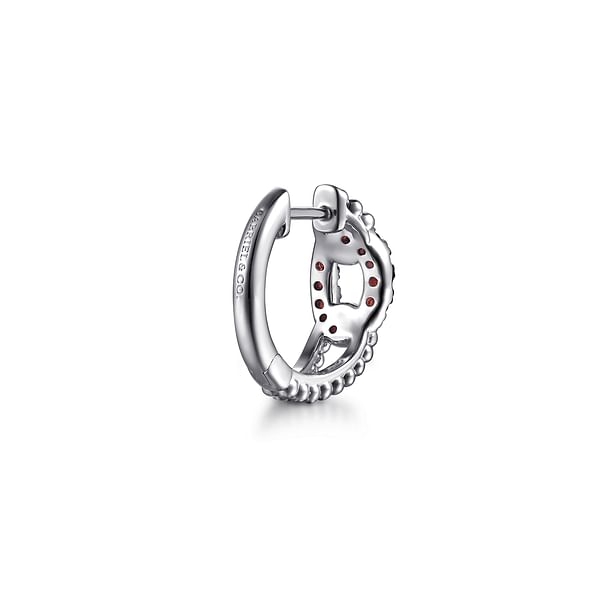 925 Sterling Silver Garnet Bujukan Link Huggie Earrings - EG15425SVJGN-Gabriel & Co.-Renee Taylor Gallery