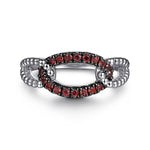 925 Sterling Silver Garnet Bujukan Link Ladies Ring - LR52854SVJGN-Gabriel & Co.-Renee Taylor Gallery