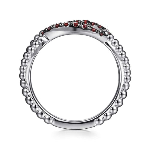925 Sterling Silver Garnet Bujukan Link Ladies Ring - LR52854SVJGN-Gabriel & Co.-Renee Taylor Gallery