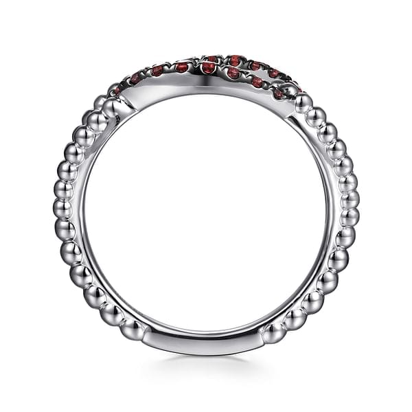 925 Sterling Silver Garnet Bujukan Link Ladies Ring - LR52854SVJGN-Gabriel & Co.-Renee Taylor Gallery