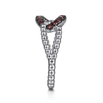 925 Sterling Silver Garnet Bujukan Link Ladies Ring - LR52854SVJGN-Gabriel & Co.-Renee Taylor Gallery