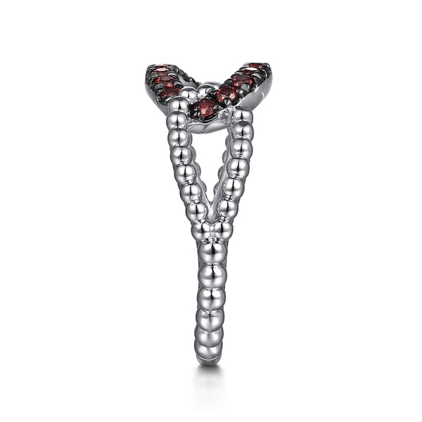 925 Sterling Silver Garnet Bujukan Link Ladies Ring - LR52854SVJGN-Gabriel & Co.-Renee Taylor Gallery