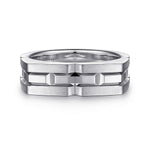925 Sterling Silver Geometric Men's Ring in Satin Finish - MR52067SVJJJ-Gabriel & Co.-Renee Taylor Gallery