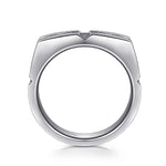 925 Sterling Silver Geometric Men's Ring in Satin Finish - MR52067SVJJJ-Gabriel & Co.-Renee Taylor Gallery