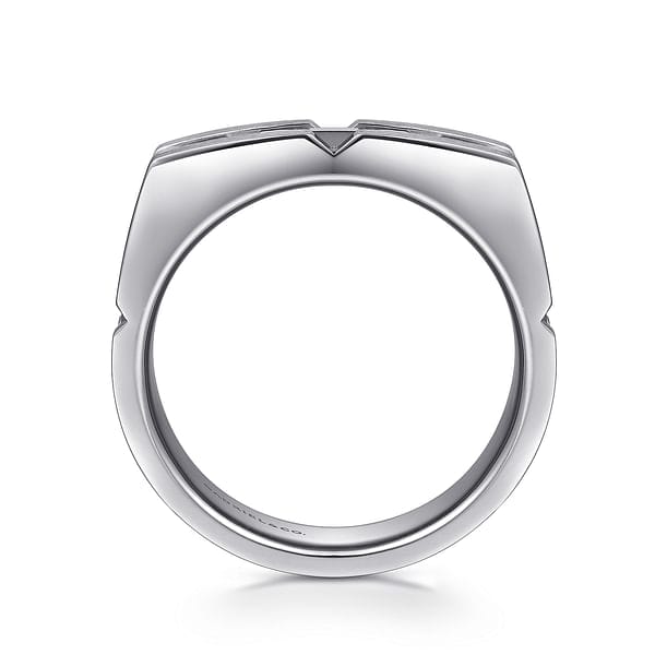 925 Sterling Silver Geometric Men's Ring in Satin Finish - MR52067SVJJJ-Gabriel & Co.-Renee Taylor Gallery