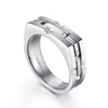 925 Sterling Silver Geometric Men's Ring in Satin Finish - MR52067SVJJJ-Gabriel & Co.-Renee Taylor Gallery