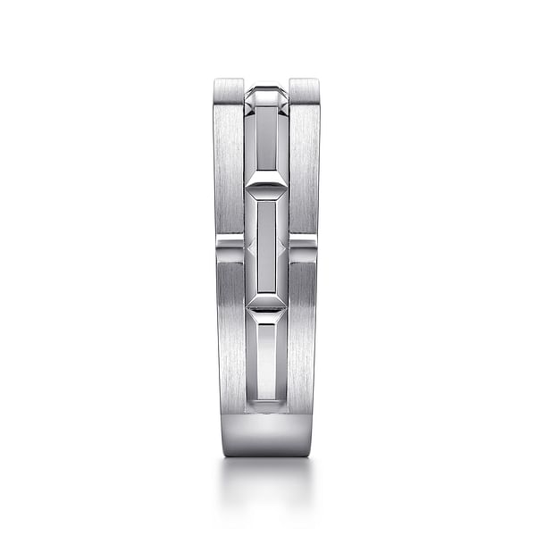 925 Sterling Silver Geometric Men's Ring in Satin Finish - MR52067SVJJJ-Gabriel & Co.-Renee Taylor Gallery
