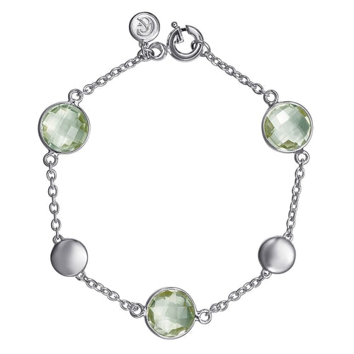 925 Sterling Silver Green Amethyst Station Bracelet - TB5063SVJGA-Gabriel & Co.-Renee Taylor Gallery