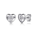 925 Sterling Silver Heart Diamond Cut Stud Earrings - EG15434SV5JJ-Gabriel & Co.-Renee Taylor Gallery
