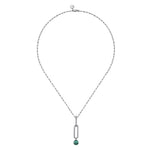 925 Sterling Silver Malachite Bujukan Drop Necklace - NK7477SVJMA-Gabriel & Co.-Renee Taylor Gallery