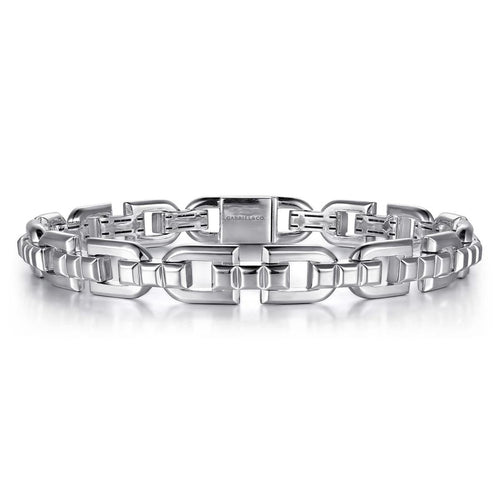 925 Sterling Silver Mens Cylindrical Link Chain Bracelet - TBM2247SVJJJ-Gabriel & Co.-Renee Taylor Gallery