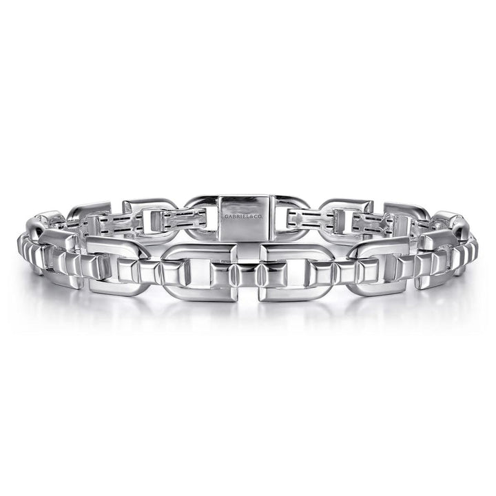 925 Sterling Silver Mens Cylindrical Link Chain Bracelet - TBM2247SVJJJ-Gabriel & Co.-Renee Taylor Gallery