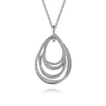 925 Sterling Silver Multi Row of Rope Teardrop Pendant Necklace - NK6523SVJJJ-Gabriel & Co.-Renee Taylor Gallery