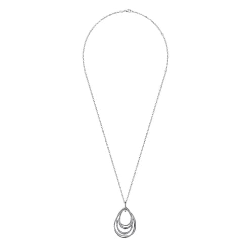 925 Sterling Silver Multi Row of Rope Teardrop Pendant Necklace - NK6523SVJJJ-Gabriel & Co.-Renee Taylor Gallery