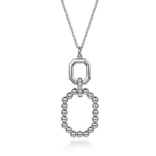 925 Sterling Silver Octagon White Sapphire Bujukan Pendant Drop Necklace - NK7597SVJWS-Gabriel & Co.-Renee Taylor Gallery