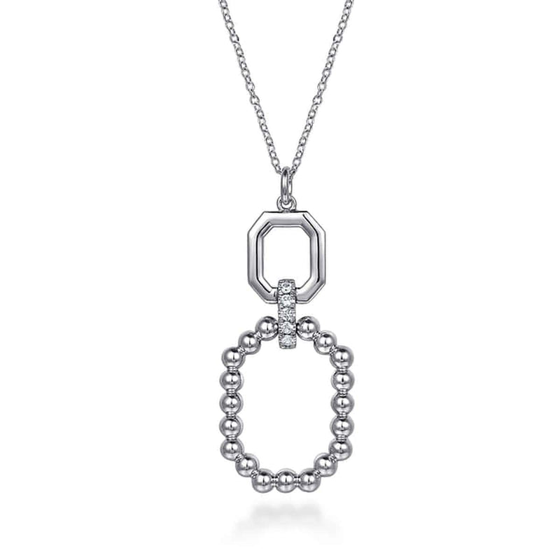 925 Sterling Silver Octagon White Sapphire Bujukan Pendant Drop Necklace - NK7597SVJWS-Gabriel & Co.-Renee Taylor Gallery