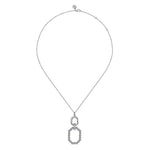 925 Sterling Silver Octagon White Sapphire Bujukan Pendant Drop Necklace - NK7597SVJWS-Gabriel & Co.-Renee Taylor Gallery