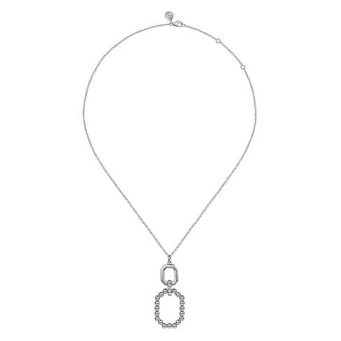 925 Sterling Silver Octagon White Sapphire Bujukan Pendant Drop Necklace - NK7597SVJWS-Gabriel & Co.-Renee Taylor Gallery