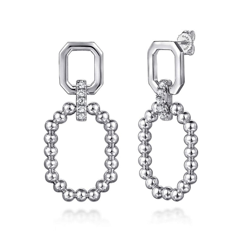 925 Sterling Silver Octagon White Sapphire Bujukan Stud Drop Earrings - EG15095SVJWS-Gabriel & Co.-Renee Taylor Gallery