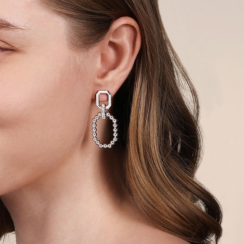 925 Sterling Silver Octagon White Sapphire Bujukan Stud Drop Earrings - EG15095SVJWS-Gabriel & Co.-Renee Taylor Gallery
