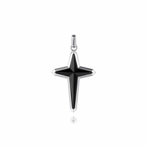 925 Sterling Silver Onyx Cross Pendant - PCM20168SVJOX-Gabriel & Co.-Renee Taylor Gallery