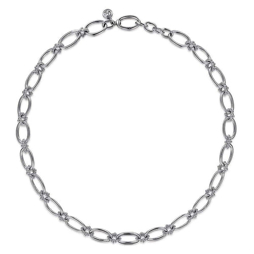 925 Sterling Silver Oval Link Chain Necklace with Bujukan Connectors - NK7094SVJJJ-Gabriel & Co.-Renee Taylor Gallery