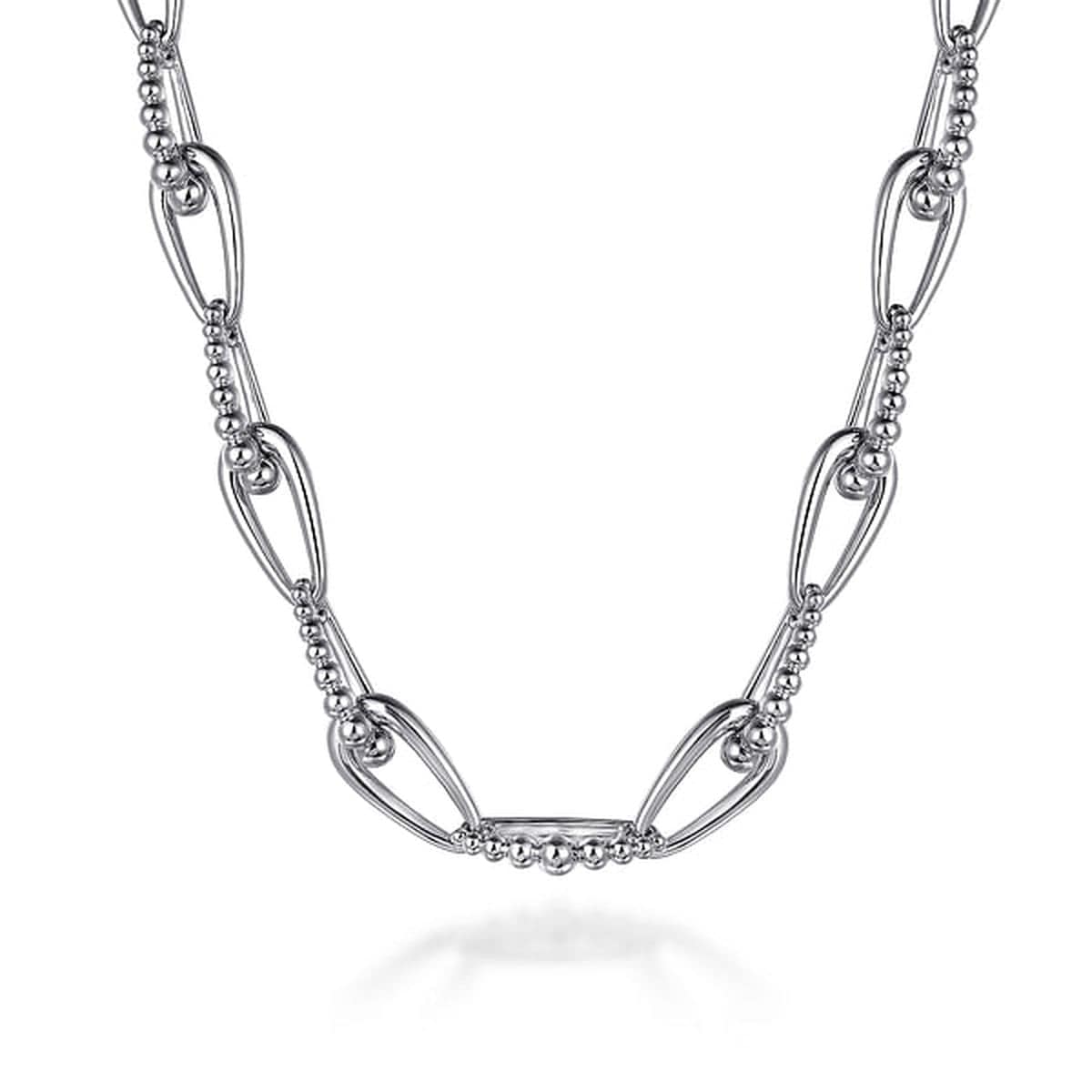 925 Sterling Silver Oval Link Chain Necklace with Bujukan